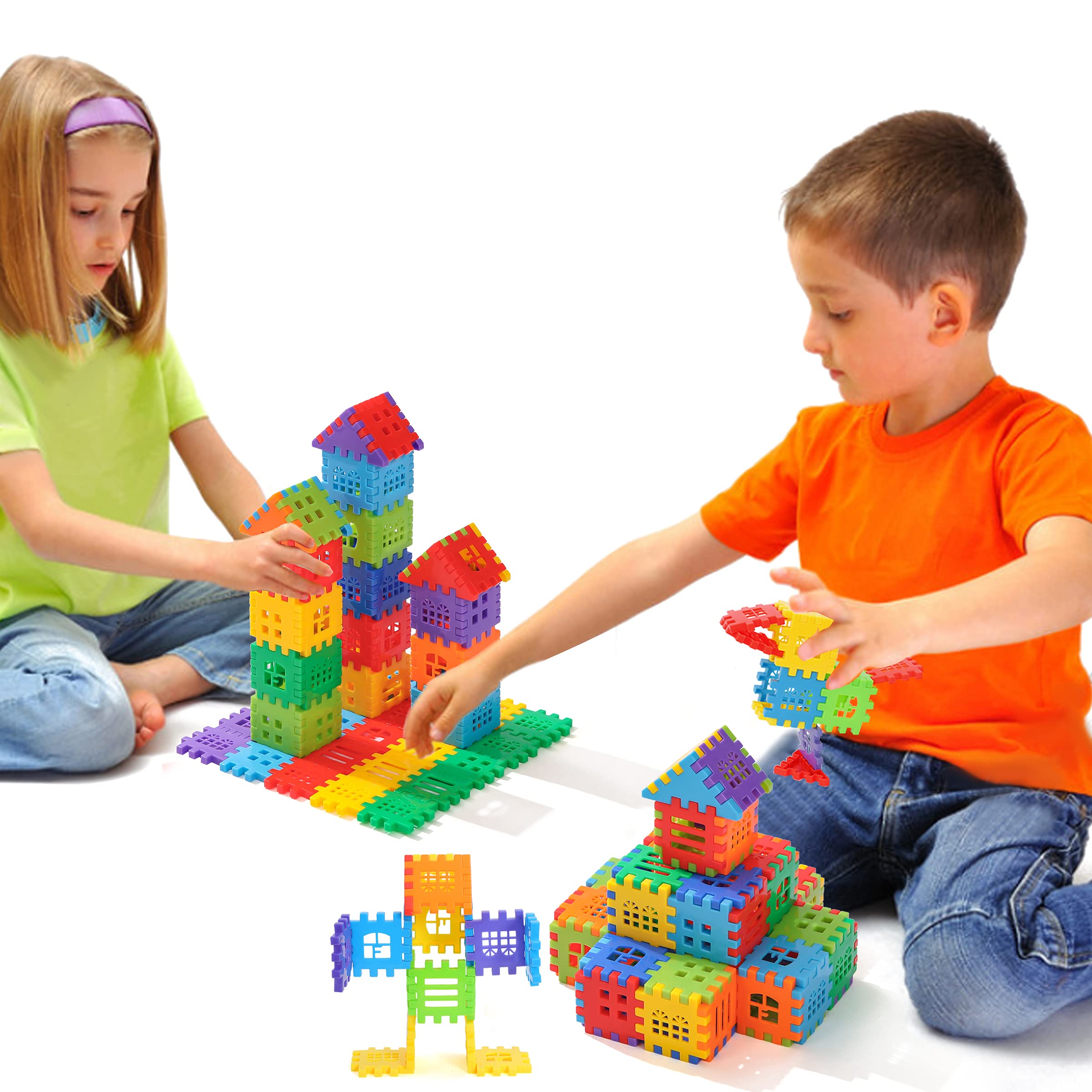 Building Blocks – 100-piece Kids Builders Blocks Set with Storage Bag – Interlocking Building Blocks for Toddlers and Kids – Fun and Educational Toy Building Set for Skill Development