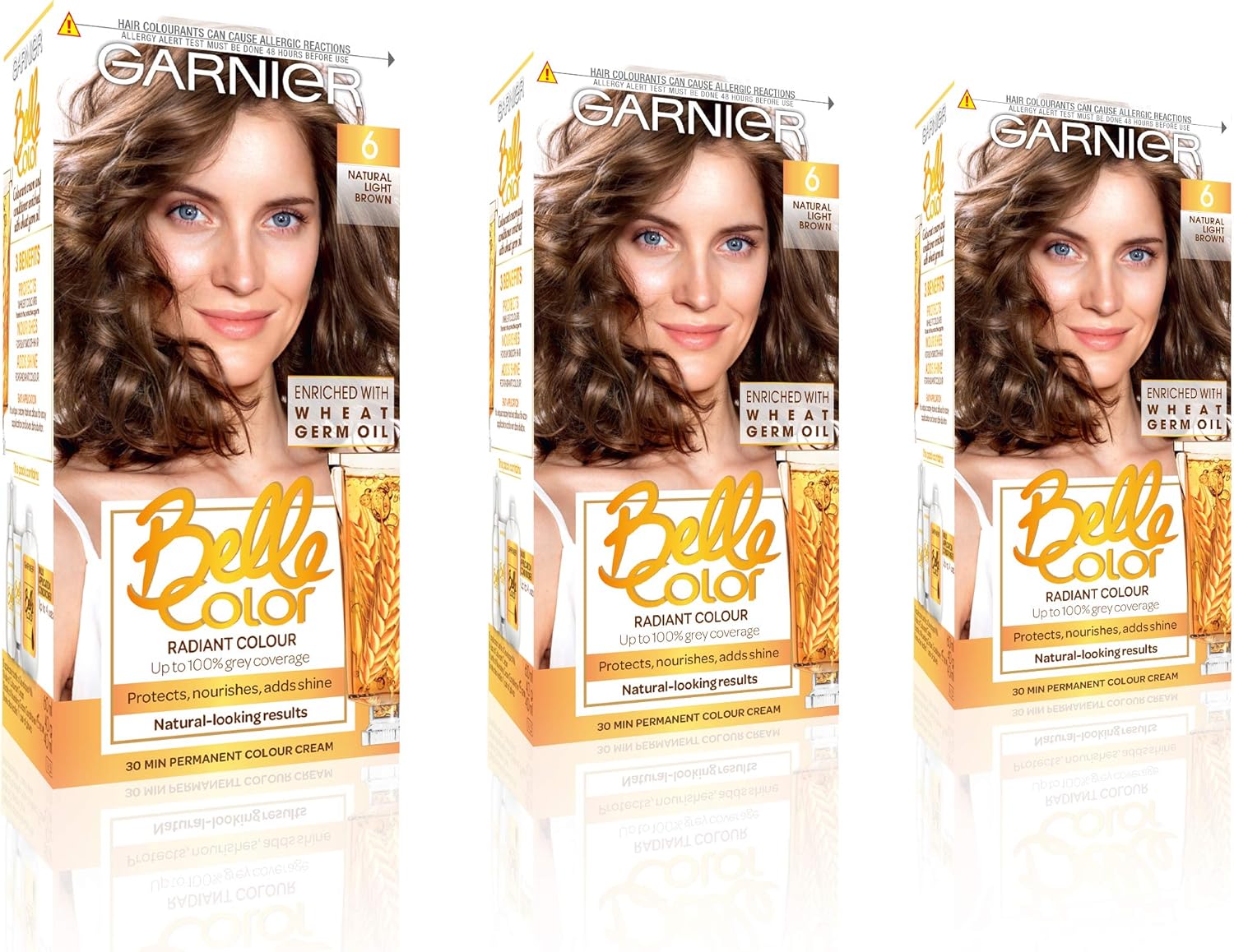 Garnier Belle Color Brown Hair Dye Permanent Natural Looking Hair Colour Up To 100 Grey Coverage 6 Light Brown Pack Of 3 Amazon Co Uk Beauty