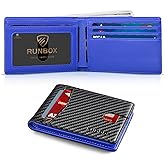 RUNBOX Wallet for Men Slim Leather Bifold RFID Blocking Minimalist Front Pocket Design with Gift Box