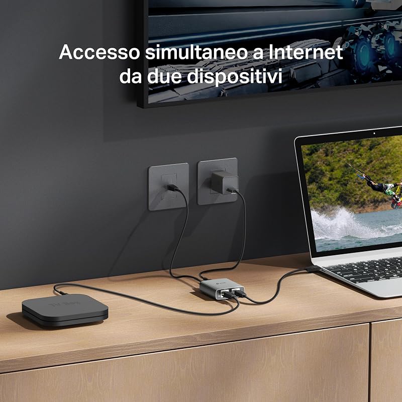 EH210 Sdoppiatore Ethernet Gigabit, Velocità Gigabit 1000 Mbps da 1 a 2, Compatibile con Cavi Ethernet di Cat 8/7/6/5e/5, Involucro in Leghe di Alluminio, Plug&Play