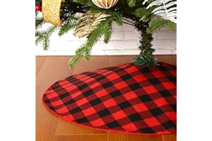 Sattiyrch Buffalo Plaid Christmas Tree Skirt 36 in,Red Black Buffalo Check Christmas Tree Skirt for Holiday Christmas Decorations (36in, Red and Black)