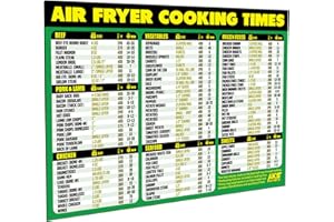 AKS MAGNETS Air Fryer Cooking Times Magnetic Cheat Sheet - Extra Large Easy to Read 11” x 8.5” Airfryer Kitchen Accessory - Quick Reference Guide Magnet for Over 90 Popular Airfry Foods - Cook Healthy Meals Fast