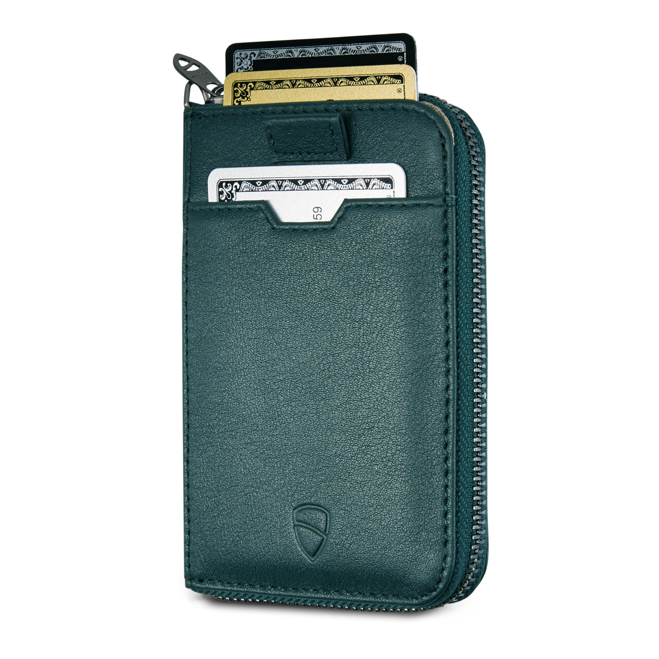 Photo 1 of Vaultskin Slim Minimalsit RFID Blocking Wallet for Men - Leather Zipper Wallets for Men and Women with Coin Pocket, Card Holder & Front Pocket, Ideal Gift (Green, Notting Hill)