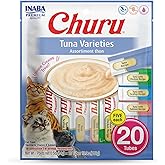 INABA Churu Cat Treats, Lickable, Squeezable Creamy Purée Cat Treat with Green Tea Extract & Taurine, 0.5 Ounces Each Tube, 2