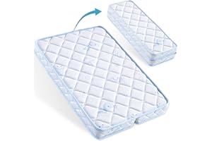 LILYVIBEBEARHAPPY Folding Mini Baby Mattress - 38" x 26" - Hypoallergenic Fabric Thickened Premium Odorless Foam Portable Mattress Ideal for Comfort and Support - Firm and Quiet, White