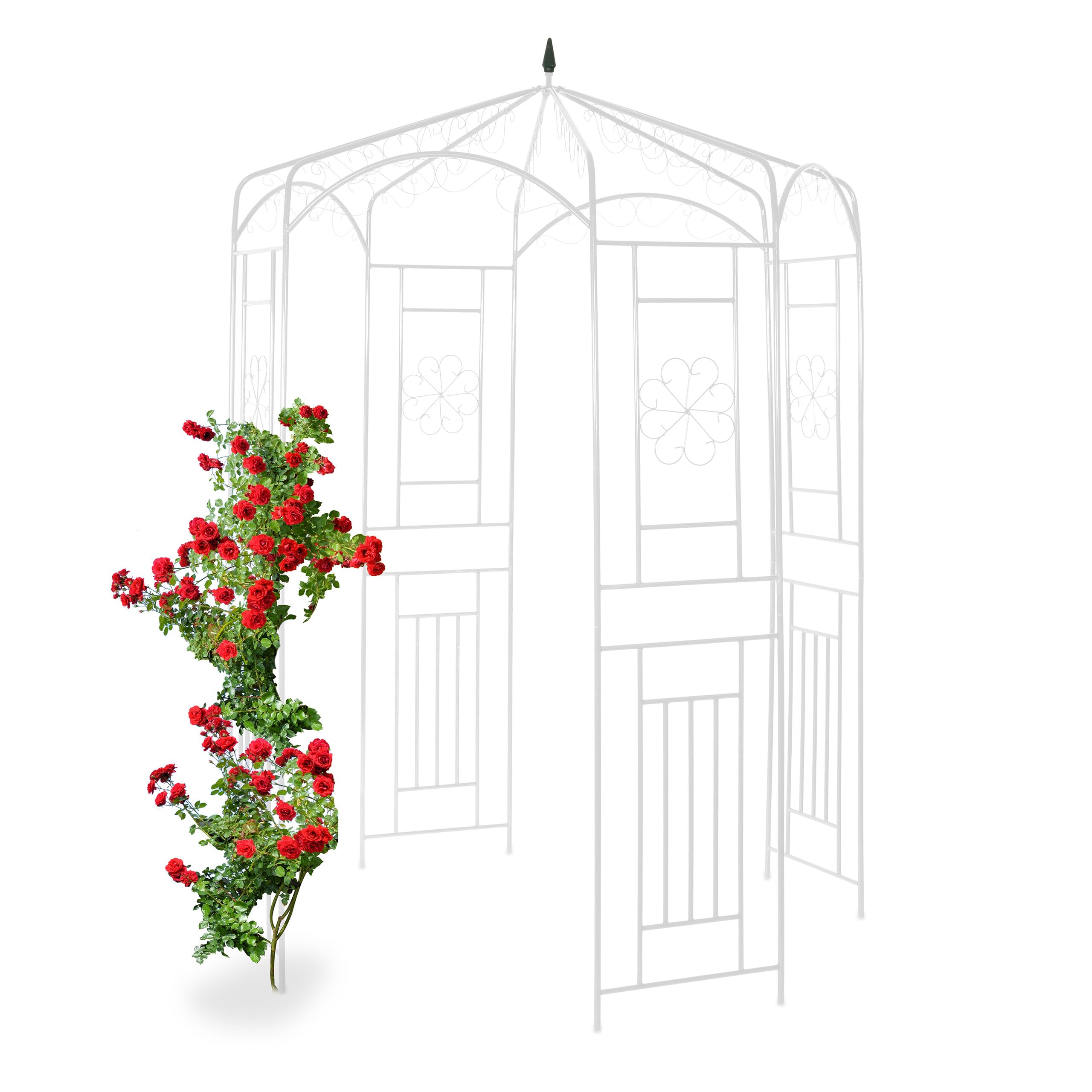 Relaxdays Metal Rose Pavilion, Growth Support, Garden Trellis, HWD 250x160x160cm, White
