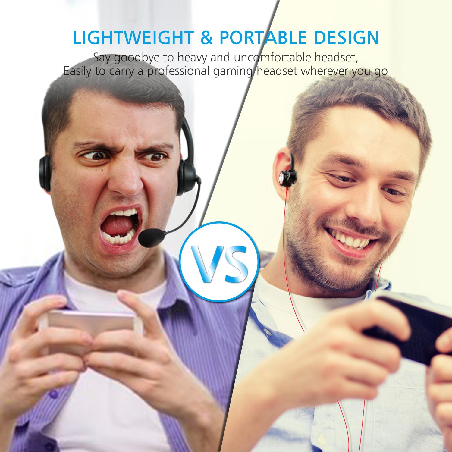 Professional Mobile Gaming Headset, Headphones with Dual Microphone, Dual Driver,Noise Cancelling, High-fidelity Stereo Earphones, Comfort-Fit for Smart Phone/PC/Nintendo Switch/XboxOne/PS4 (Red)