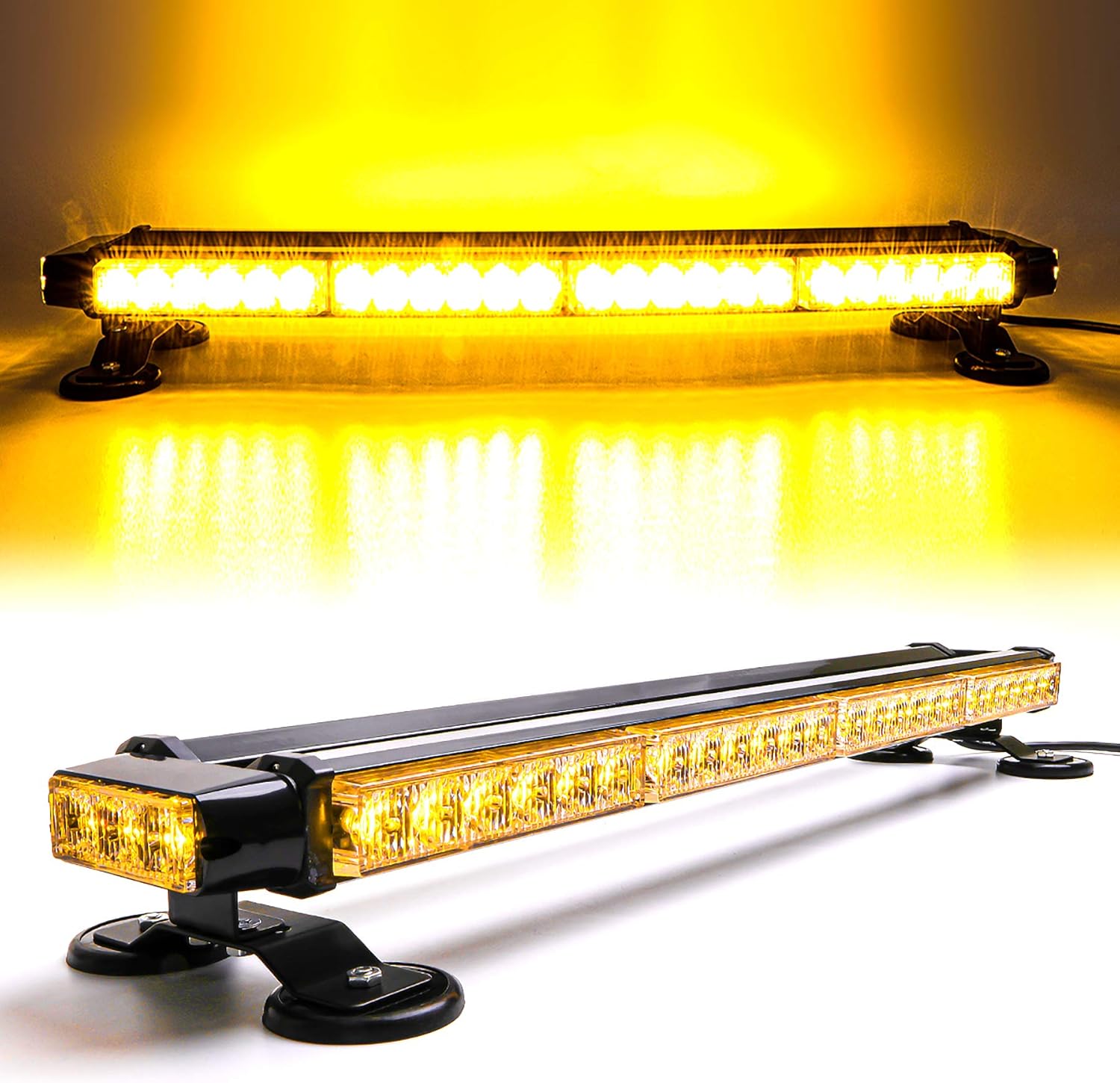 CUMART 26.5" Amber Yellow 54 LED Light Bar Double Side Emergency
