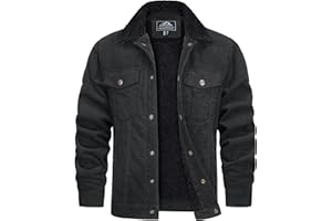 TACVASEN Men's Corduroy Jacket Fleece Sherpa Lined Winter Coats Warm Cotton Casual Trucker Cargo Jacket with Multi Pockets