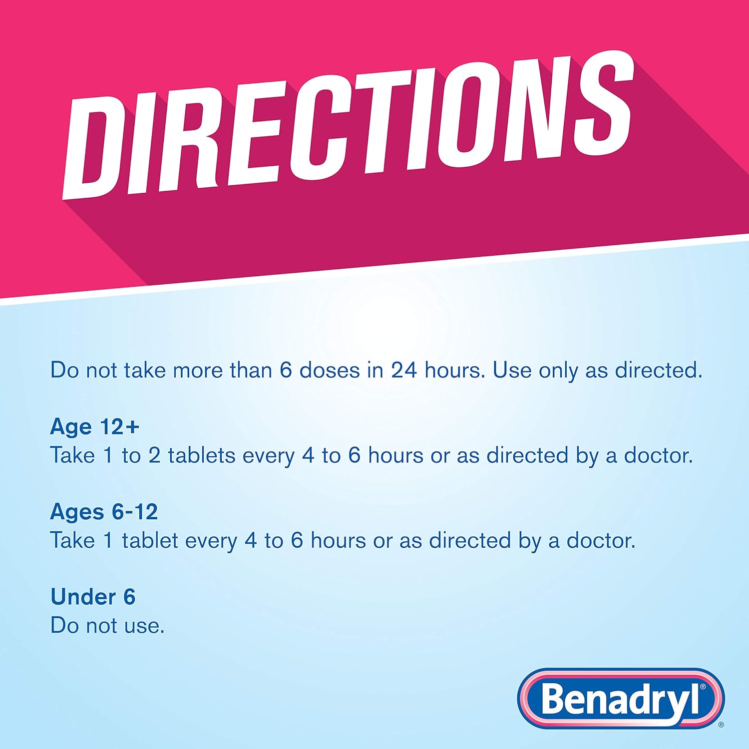Benadryl Ultratabs Antihistamine Allergy Relief Tablets, Diphenhydramine HCl 25mg, 100 ct: Health & Personal Care