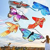 Leitee 6 Pack Large Kite for Kids and Adults Butterfly Kite for Kids Age 4-8-12 Dragonfly Owl Parrot Eagle Goldfish Teens Toy Easy to Fly for Game Beach Outdoor Activities Gifts(Cute Style)
