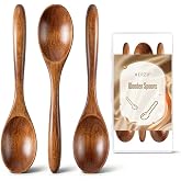 Small Wooden Spoons for Eating, 5.8 Inch Wood Honey Spoon, Set of 3 | 5.8-inch hardwood spoons, 3 pcs, sized for honey, tea, coffee, cereal, desserts, jars and everyday tabletop use