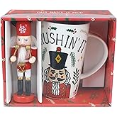 Enesco Our Name is Mud Christmas Crushin' It Nutcracker Hanging Ornament and Coffee Mug Set, 12 Ounce, Multicolor