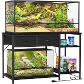 Snughome 120 Gallon Reptile Tank Stand with Power Outlet, 48" x 24" Heavy Duty Metal Terrarium Stand for 4x2x2 Reptile Enclosure, 2-Tier Storage Rack for Bearded Dragon, Snake, Turtle Tank