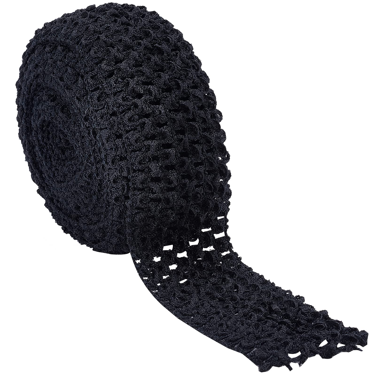 GORGECRAFT 1 Roll 5.5 Yards Wide Elastic Crochet Headband Ribbon 2.2" Crochet Stretch Trim Fabric for Hair Accessories Tube Top, Black