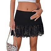 Avidlove Mini Skirts for Women Sexy Mid-Waisted Y2K Skirts Multi-Layer Ruffle Trim Bodycon Skirt