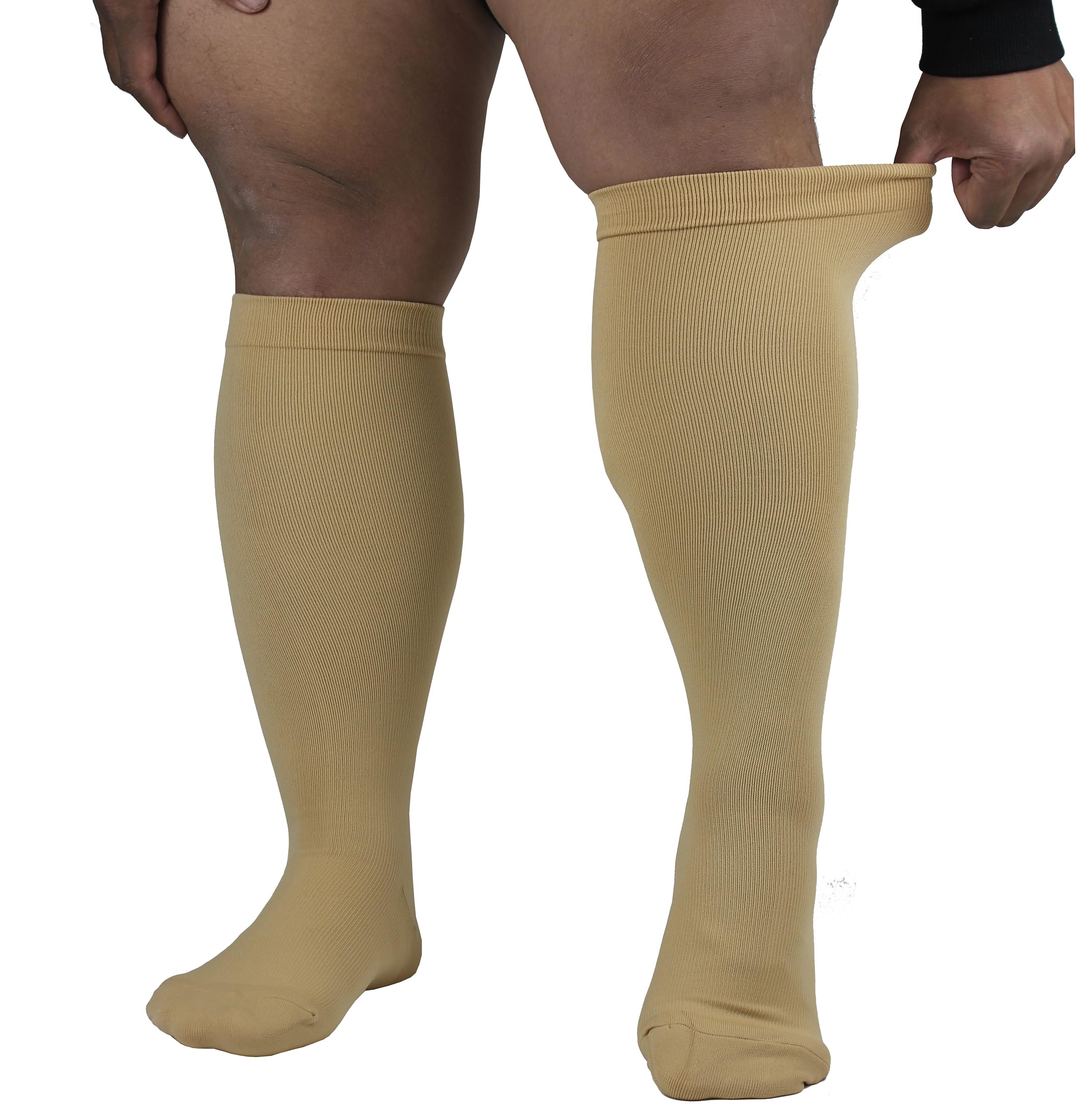 JOHNDA Plus Size Compression Sock for Men and Women Wide Calf Graduated Compression Stockings for Support Flight Travel Running Pregnancy Sports Edema Nurses Athletic 20-30 mmHg 1Pair