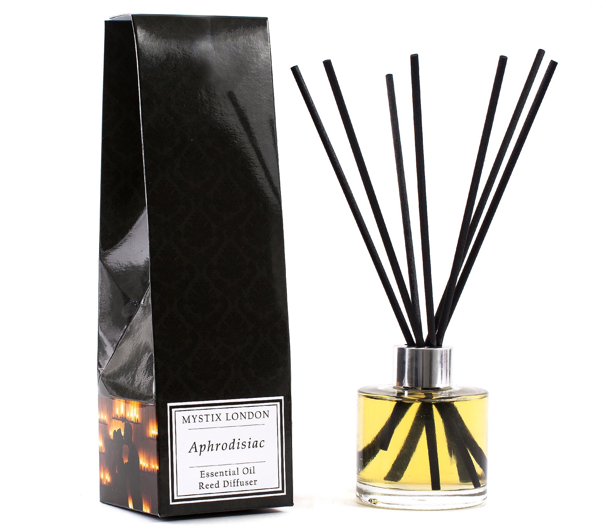 Mystix London Essential Oil Reed Diffuser | Aphrodisiac Blend | Spicy, Woody Scent with Floral Notes | Romantic Aromatherapy | Safe & Long-Lasting | 200ml Bottle