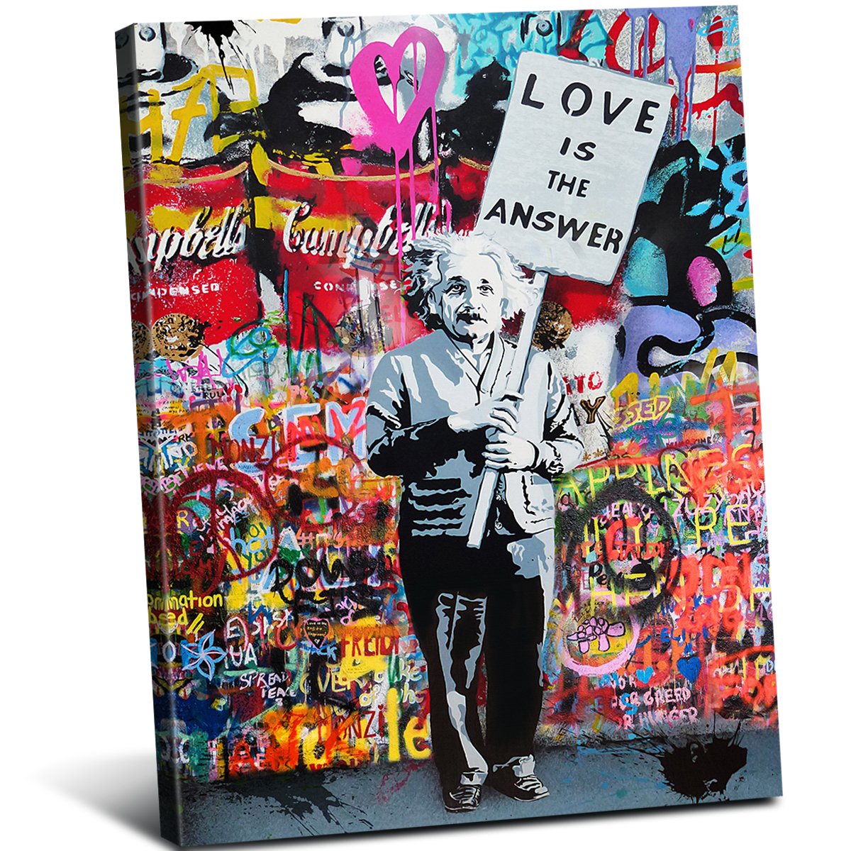 Framed Einstein Poster Love Is The Answer Wall Art Painting