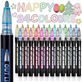 Lenski Glitter Pens 24 Colors Outline Markers for Kids Arts Craft Gift