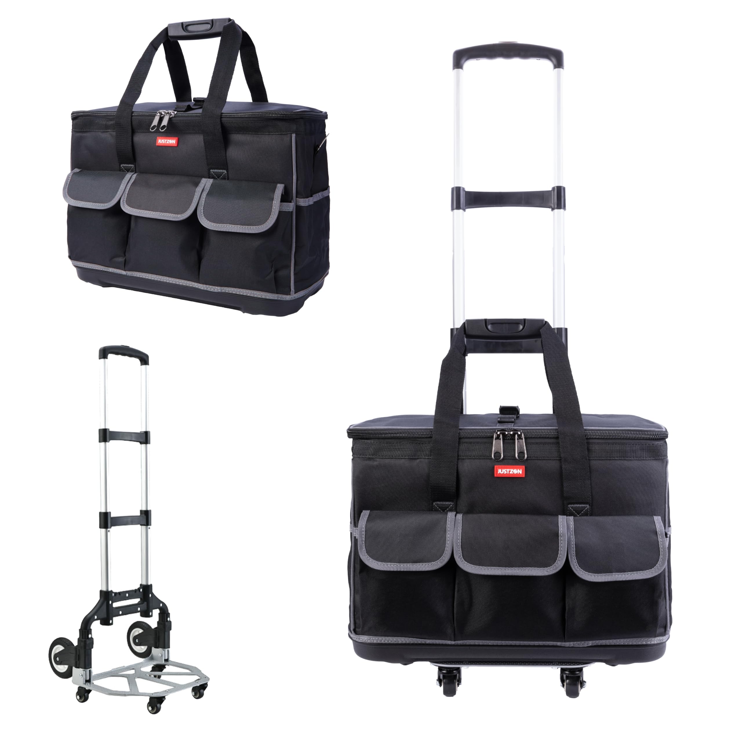 Photo 1 of Justzon Rolling Tool Bag with Wheels - Aluminum Alloy Trolley for Electrician & HVAC