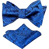 Alizeal Mens 2pcs Paisley Jacquard Self-Tie Bow Tie Pocket Square Set