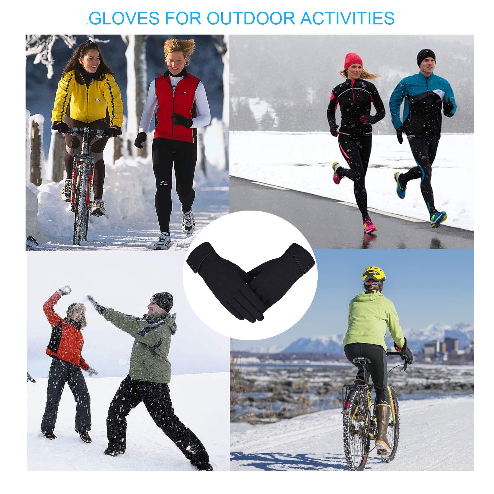 ATIMIGO Winter Warm Touch Screen Gloves for Women Lined Thick Texting Fingers Fleece Mittens