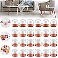 Violibar Upgraded Silicone Chair Leg Floor Protectors for Hardwood Floors, Furniture Sliders, Felt Bottom Furniture Pads, Round□ Cap Covers to Scratch and Reduce Noise, Transparent, 24pcs