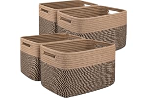 OIAHOMY 4 pack storage baskets with handle， baskets for organising, woven baskets for toys, towels, books, storage baskets fo