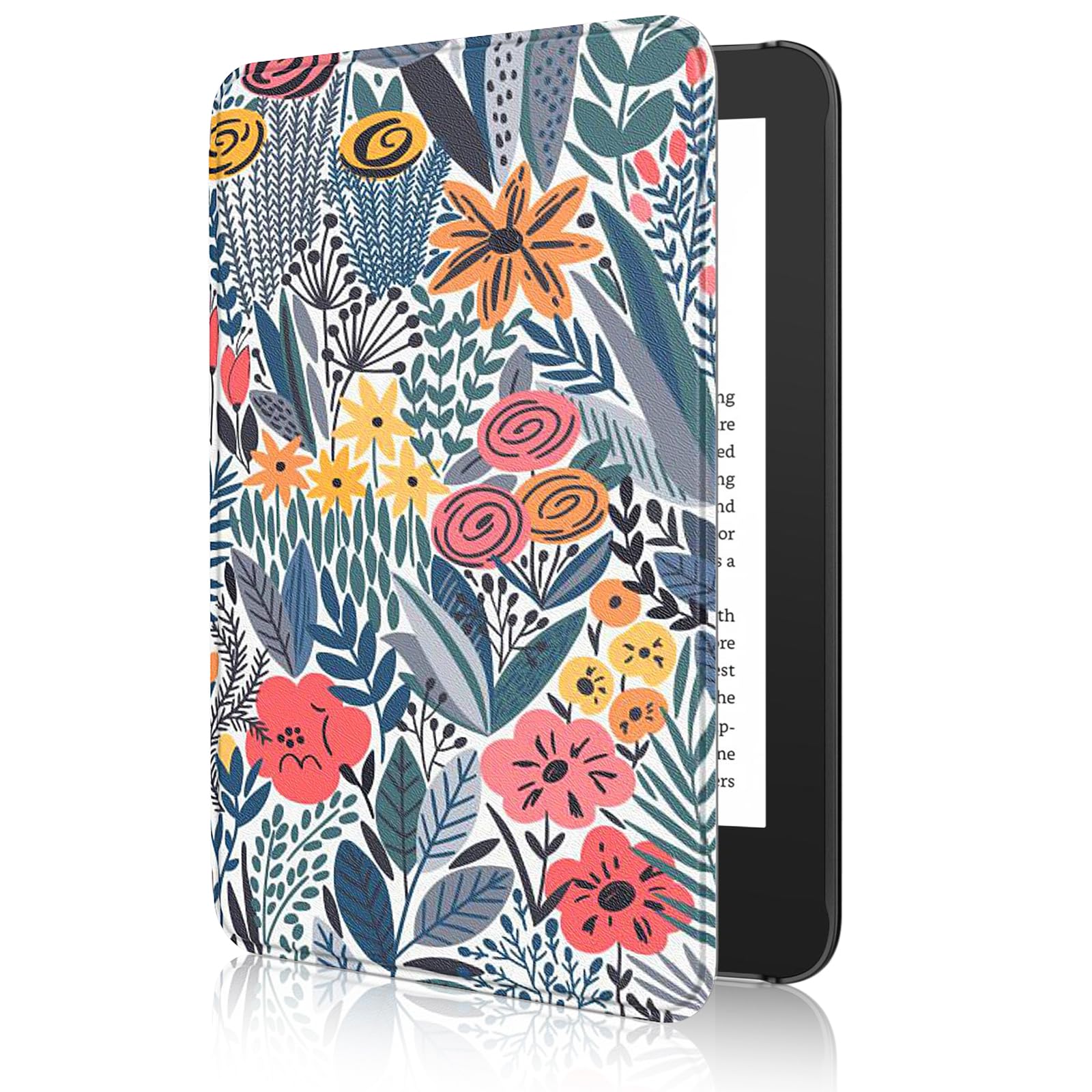 MoKo Case Fits 6" All-New Kindle (11th Generation-2024/2022 Release)& International Version, Lightweight Shell Cover with Auto Wake/Sleep for 11th Gen E-Reader, Blue Leaf Flower — image 1