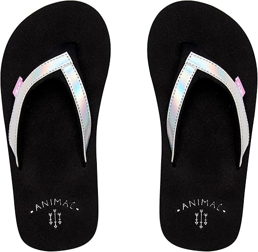 black animal flip flops