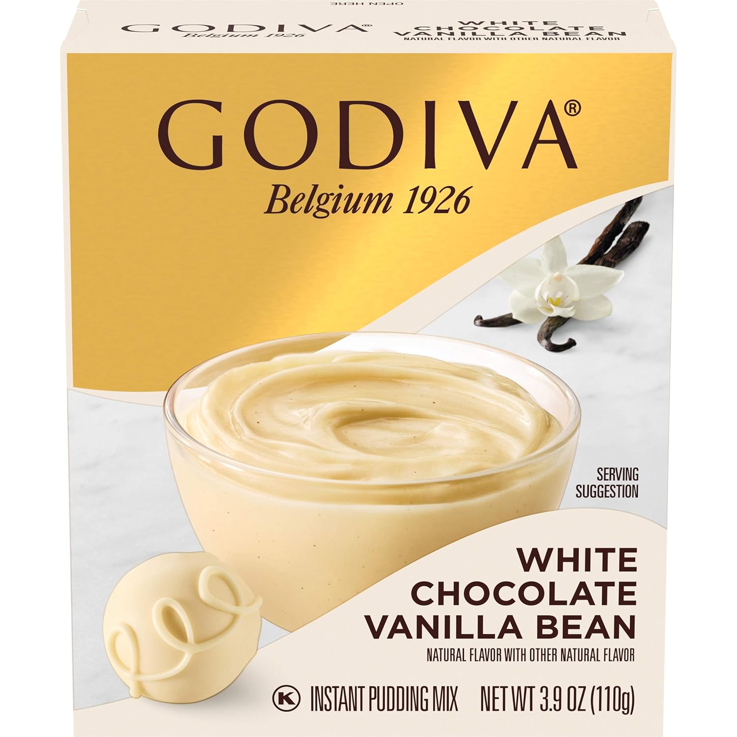 Godiva White Chocolate Vanilla Bean Instant Pudding Mix (3.9 oz Box)