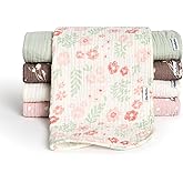 Gerber Baby Unisex Muslin Burp Cloths 5-Pack, Multi Pink Floral, Large Size 20" x 10"