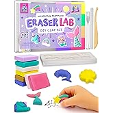 Unicorn & Mermaid Eraser Lab DIY Clay Kit - Make Your Own Cute Erasers for Kids - Creative 4 5 6 Year Old Girl Gifts - Birthd