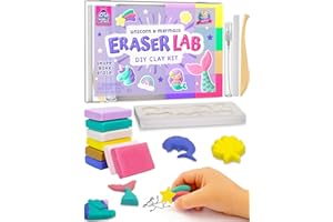 PURPLE LADYBUG Eraser Lab DIY Clay Mini Cute Eraser Kit for Girls - Unicorn & Mermaid Theme - Fun Craft Activity for Girls Aged 4 5 6 7 8 9 10, Perfect Back to School Supply, Ideal Christmas & Birthday Gift Idea