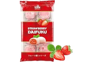 Fusion Select Strawberry Japanese Mochi Fruit Daifuku Japanese Desert Sweet Rice Cake Fruit Mochi Daifuku 240g/ 8.46oz