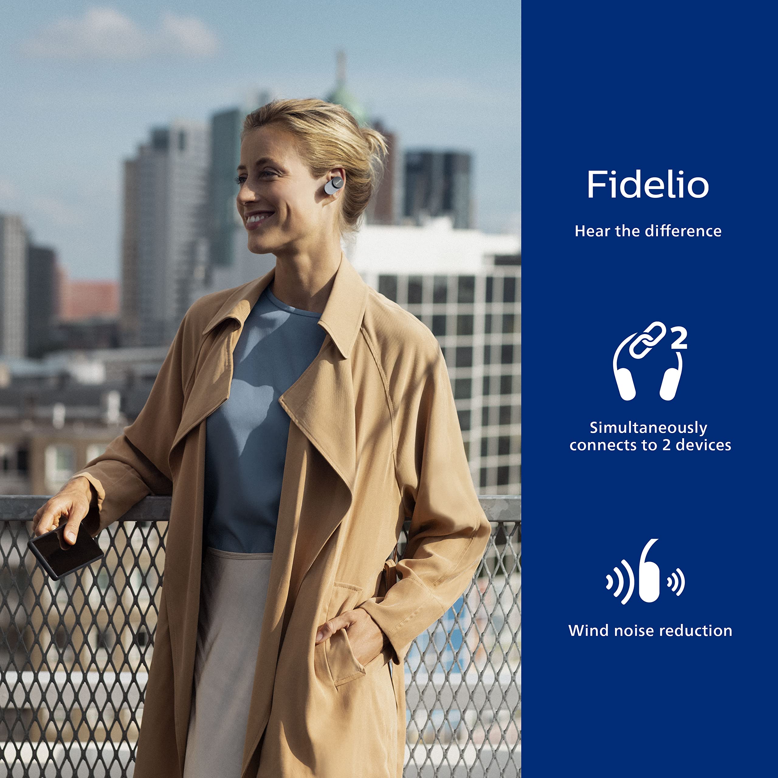 PHILIPS Fidelio T1 True Wireless Headphones with Active Noise Canceling Pro+, Audiophile Quality, Black