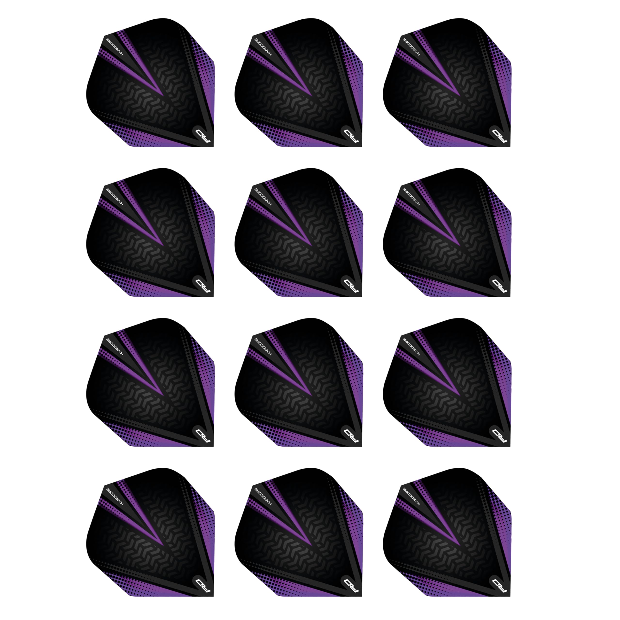 RED DRAGON Hardcore Radical Black & Purple Extra Thick Standard Dart Flights - 4 sets Per Pack (12 Dart Flights in total)