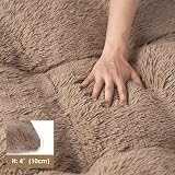 EHEYCIGA Fluffy Dog Crate Bed Medium 75x50x7.5cm Camel Anti-Slip view 3