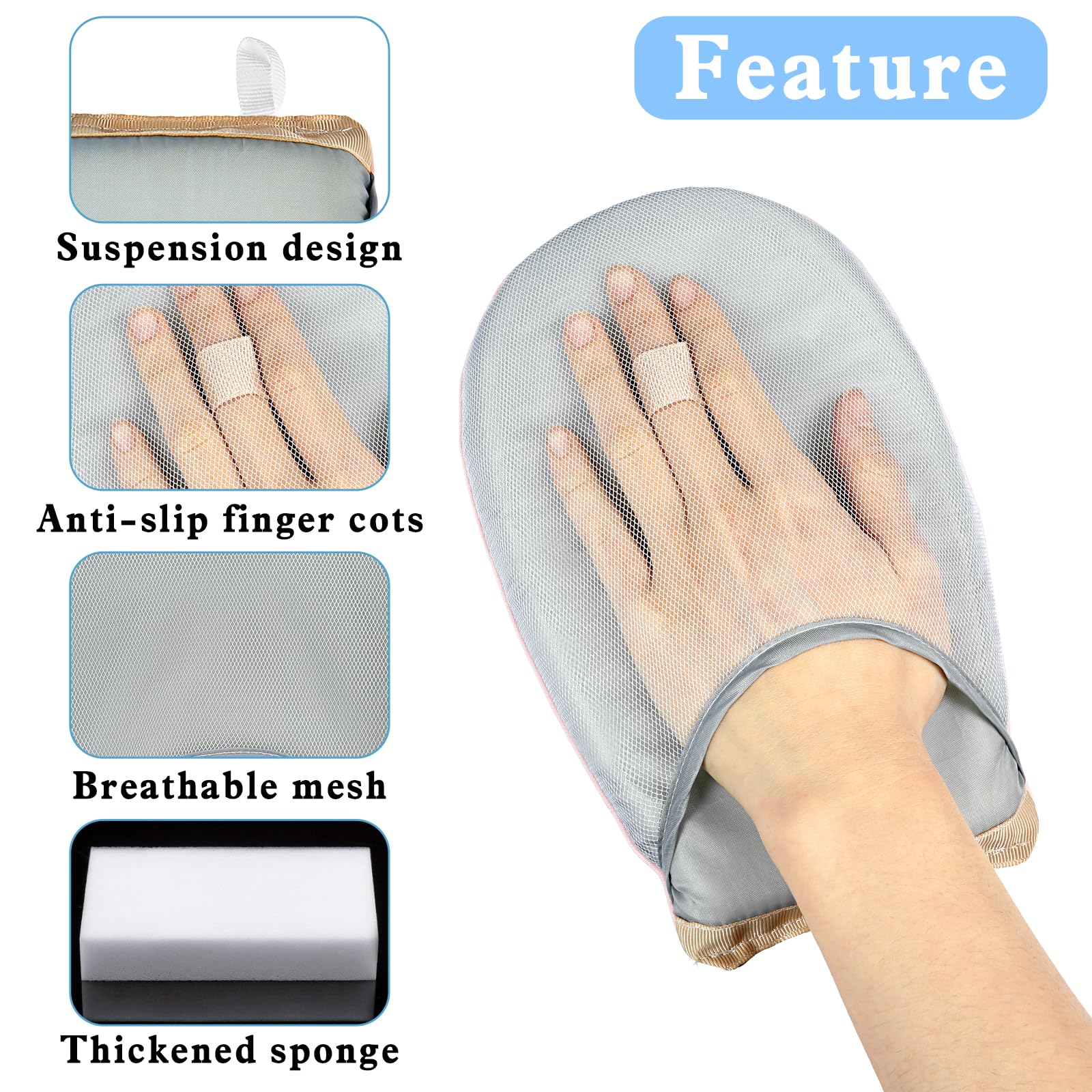 Andibro Garment Steamer Ironing Gloves, Heat Resistant Waterproof Ironing Mitt Anti steam Glove Mini Ironing Board Garment Steamer Accessories with Finger Loop for Clothes Steamers(star gray)