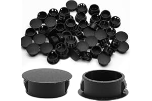 Auvotuis 50Pcs Black Plastic Hole Plugs, 5/8Inch (16mm) Round Flush Mount Hole Plug Panel Plug Snap for Table, Chair, Furniture