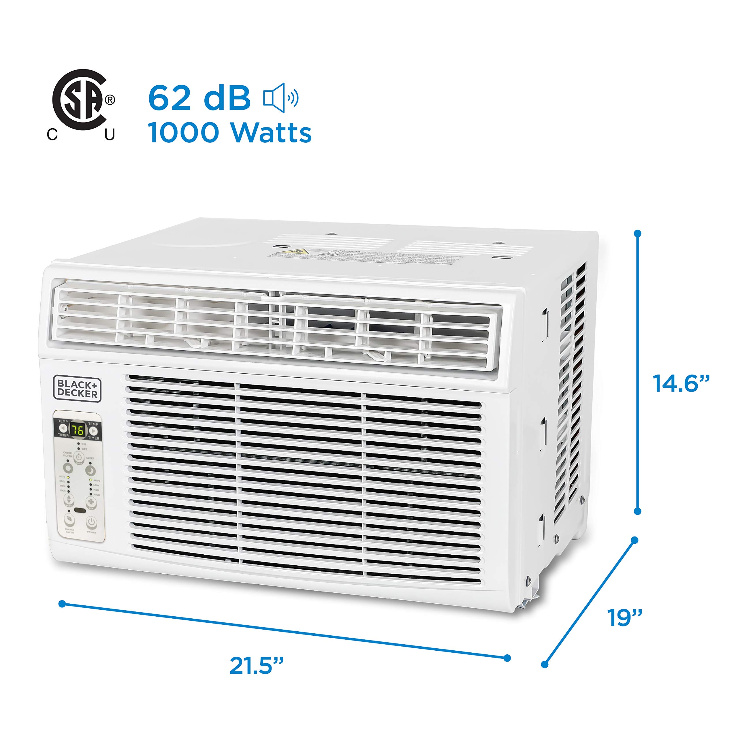 BLACK+DECKER Window Air Conditioner 14300 BTU, AC Window Unit Cools Up to 700 Square Feet, Window AC Unit with Remote Control, 3 Cooling Speeds and Fan Only Function, BD145WT6, White