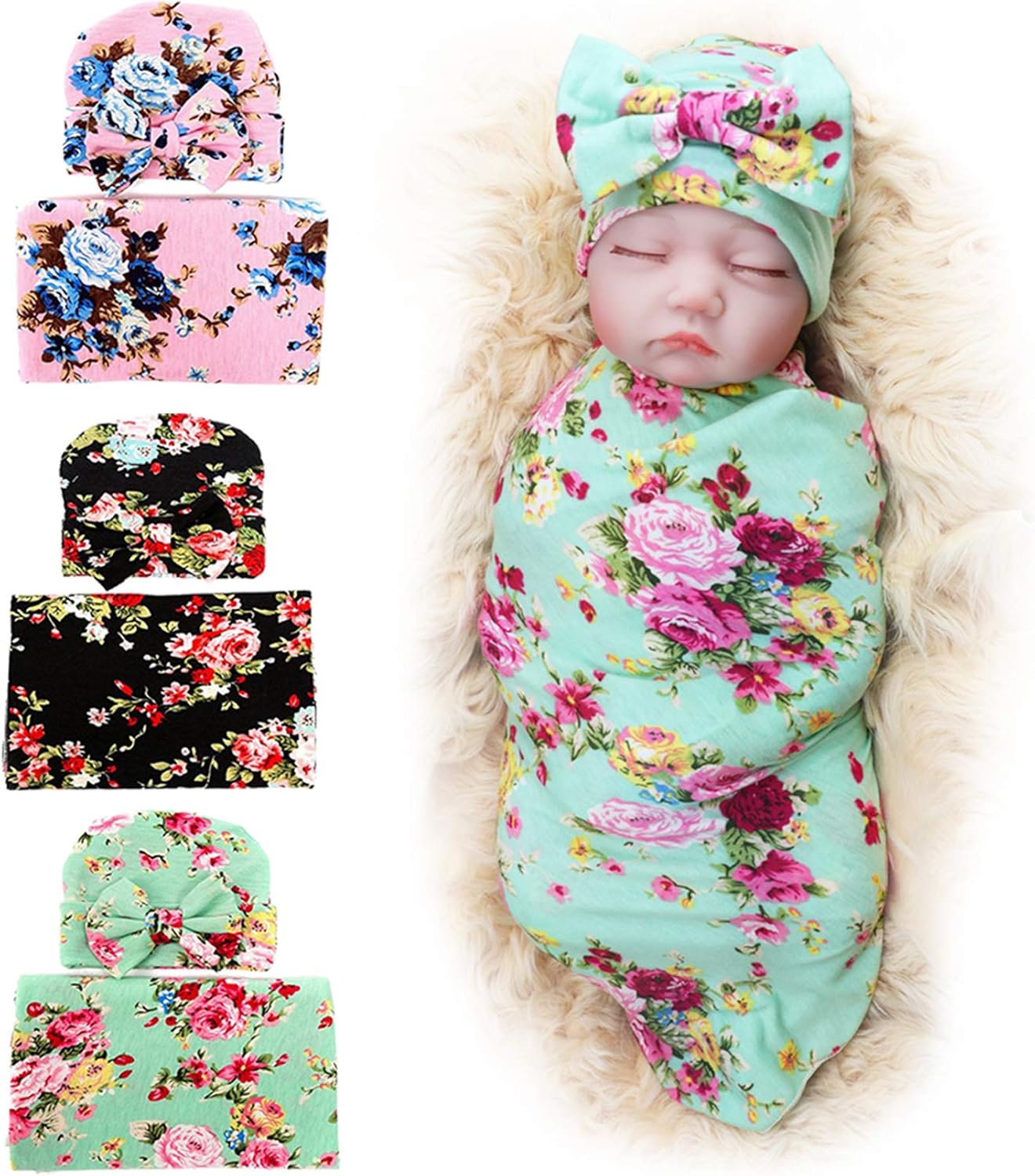 receiving blanket and hat set