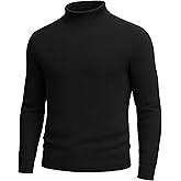 URBAN BUCK Mock Turtleneck for Men Fleece Shirt with Soft Warm Long Sleeve Thermal Ribbed Solid Color Tops & Sweater for Winters- Jack Black Shirt (XXL)