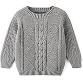 Curipeer Baby Boys' Girls' Cable Knit Sweater Long Sleeve Solid Pullover Toddler Crew Neck Fall