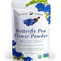 Ancient Choice - Butterfly Pea Flower Powder (4 ounce) | Blue Matcha Tea | Ceremonial (Highest) Grade | Adaptogenic Raw Culin