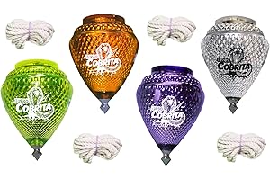 TROMPO COMETA 4 Pack Mini Cobra Durable Plastic Spin Tops & Metal Tip Made in Mexico - Trompo Mexicano COBRITA Plástico Durable & Punta de Metal (Pack of 4 Assorted Colors)