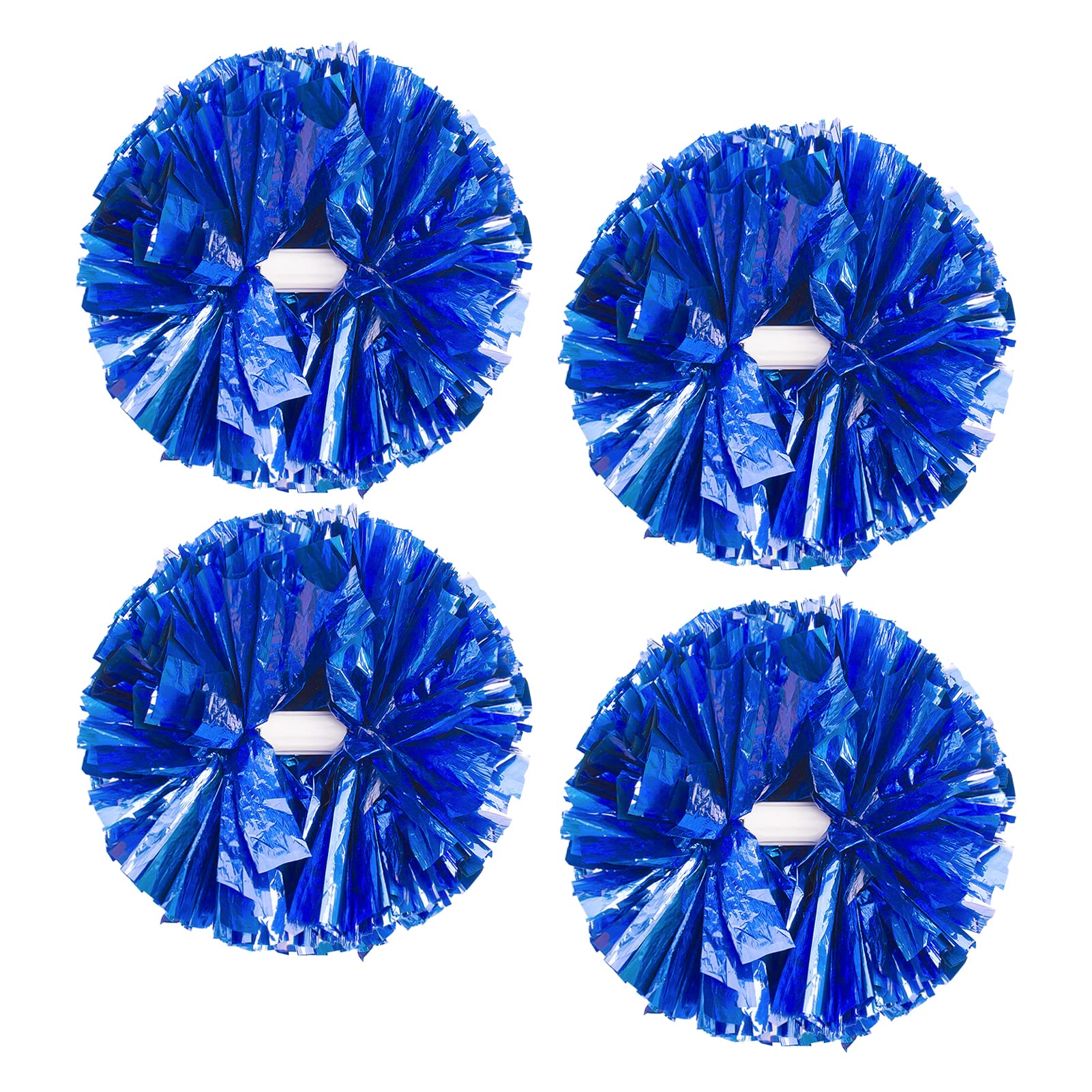 Photo 1 of 4Pcs Metallic Cheerleading Pom Poms, Creatiee 2 Pair Cheerleader Cheering Squad Pompoms for School Sports Dance Games Team Spirit Cheer (Blue)