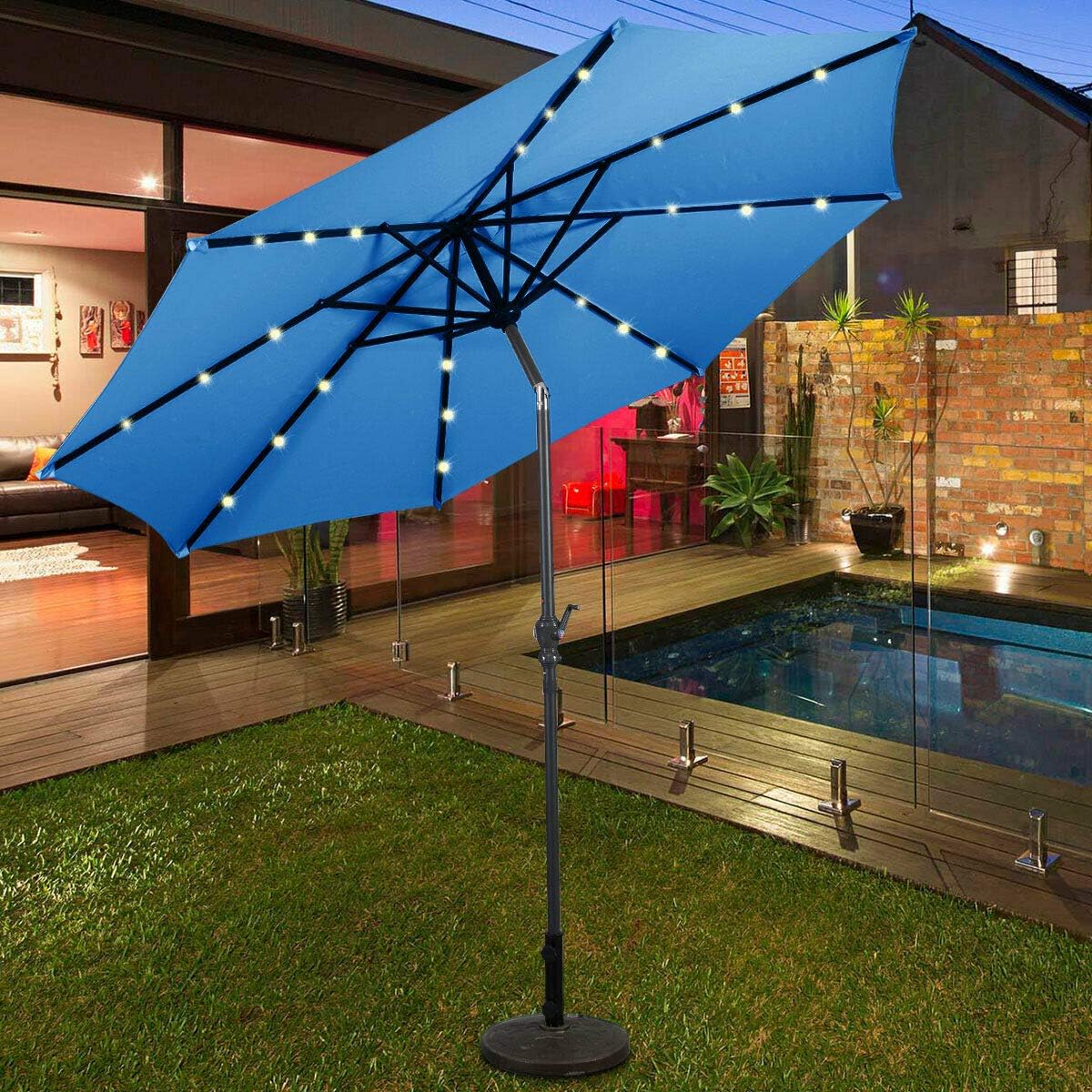 10 ft umbrella with solar lights