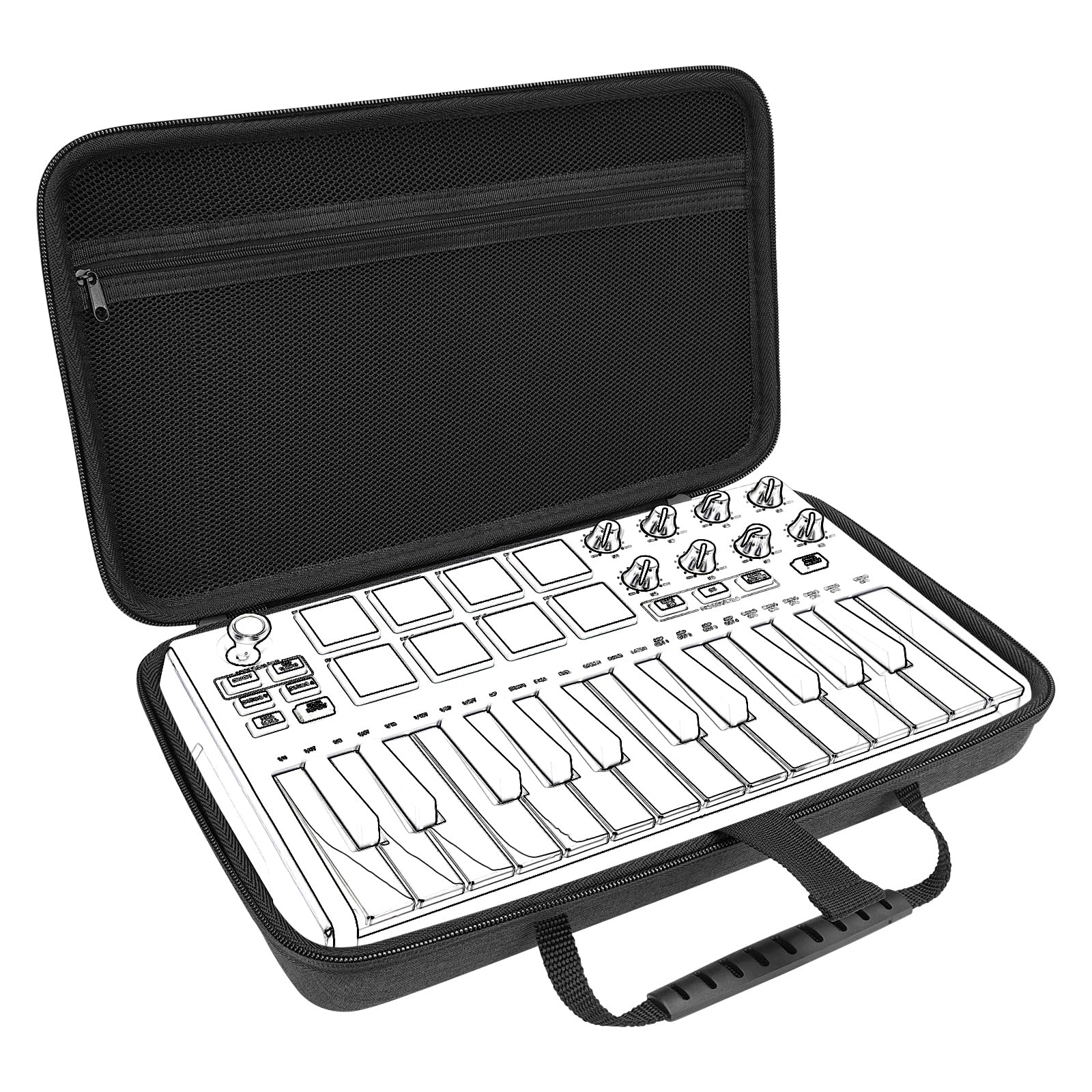 Linkidea Hardshell Case Compatible with Akai Professional MPK Mini MK3-25-Key Ultra-Portable USB MIDI Drum Pad and Keyboard Controller Protective Cover (Dark Grey)